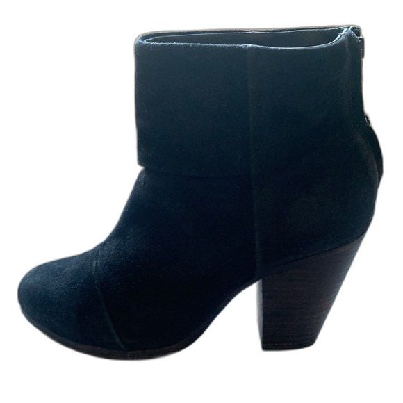 Rag & Bone Black Suede Nubuk Leather Newbury Ankle Boots Women Size 8.5 EUR 38.5 - Picture 2 of 15